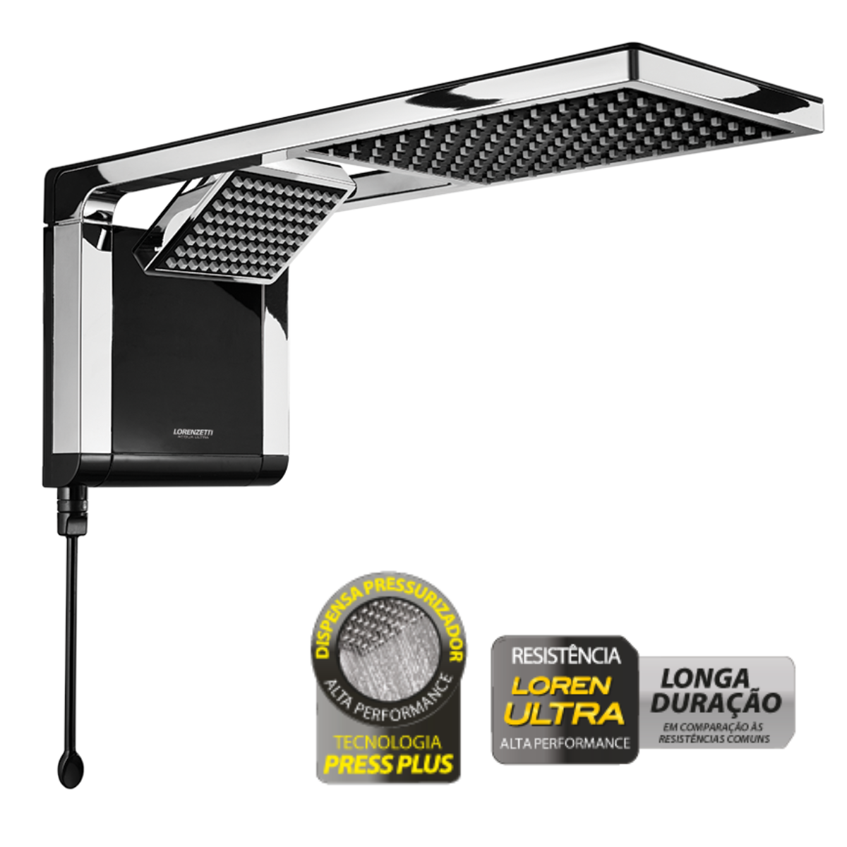 CHUVEIRO ACQUA DUO PRETO CROMADO BK/CR 12... CHUVEIRO ACQUA DUO PRETO CROMADO BK/CR 12...