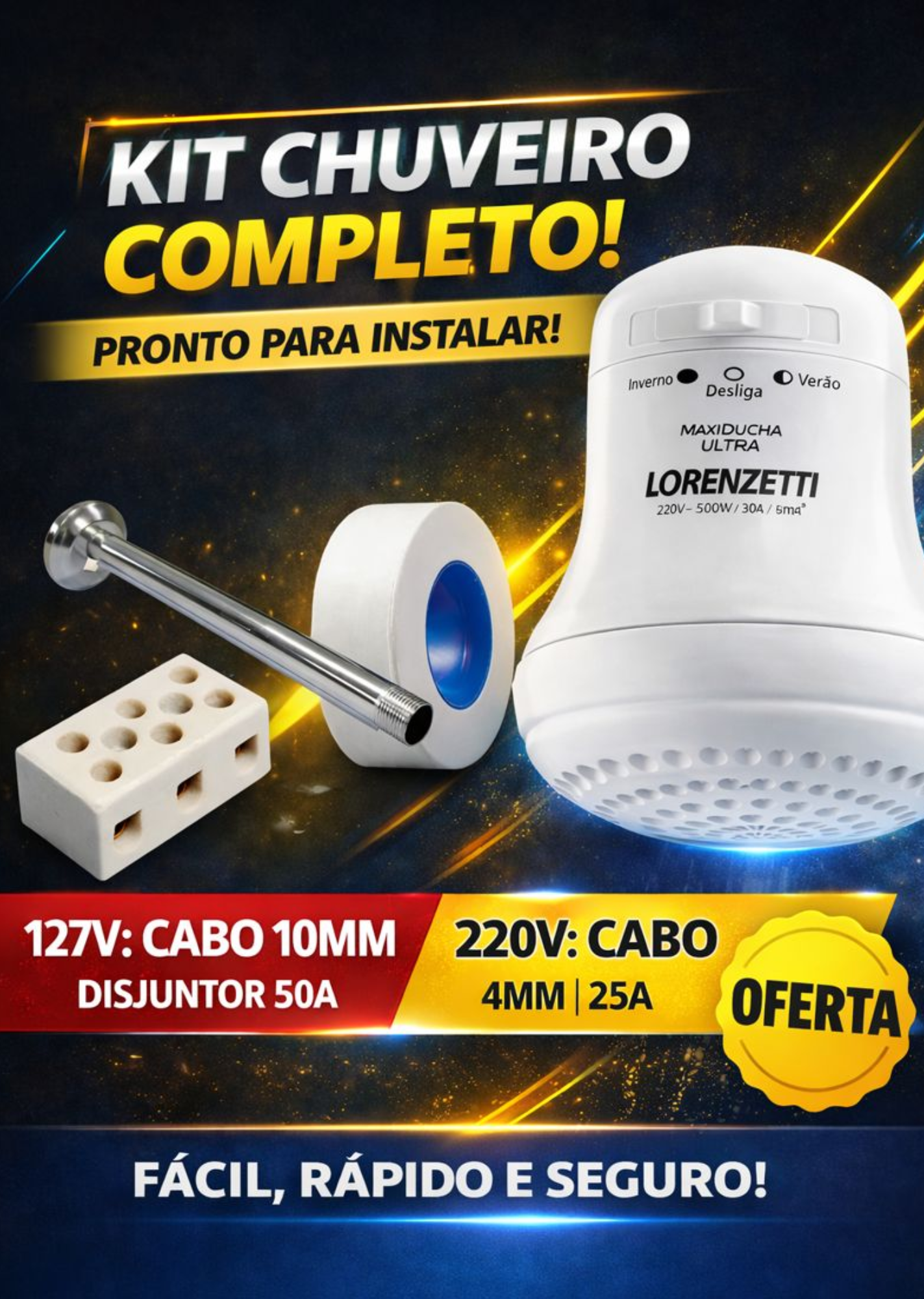 Kit Chuveiro Maxi Ducha Lorenzetti 5500W ...
